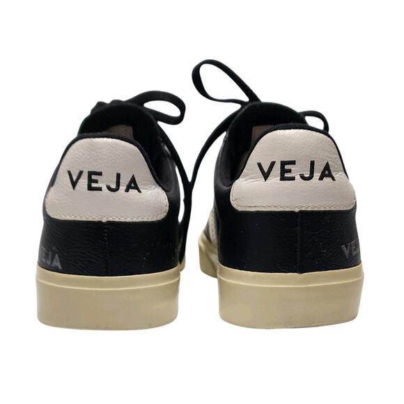 Veja Women's Size 7 Campo Chrome Leather Sneaker Black White Lace-up Shoes - Picture 8 of 9